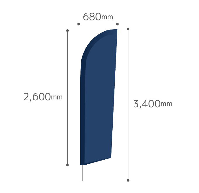 【データ入稿】オリジナルセイルのぼり　プリント生地のみ作成　小　680mm×2600mm